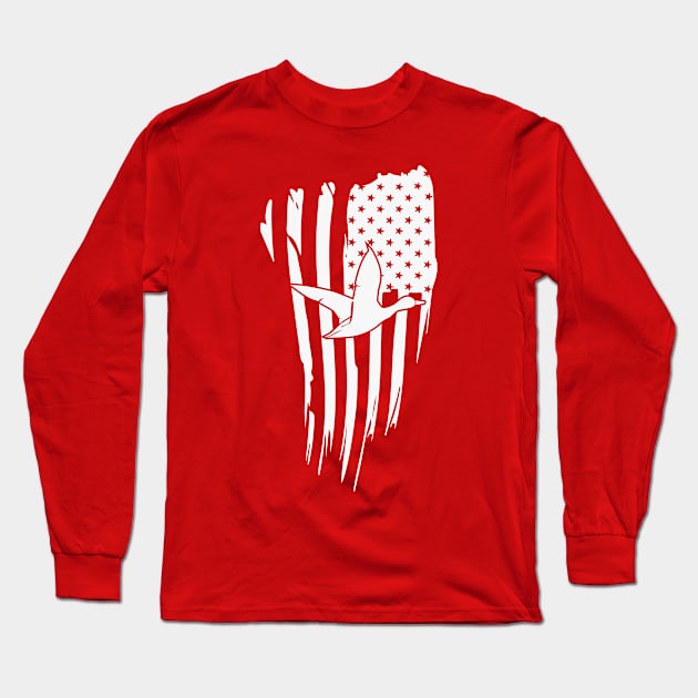 USA Flag with Duck Long Sleeve T-Shirt by graphicganga